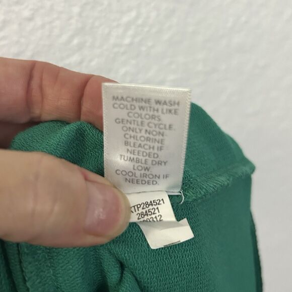 J. Jill FIT Women's VNeck Knit Long Sleeve Top Green Navy Size S preppy minimal - Picture 8 of 10